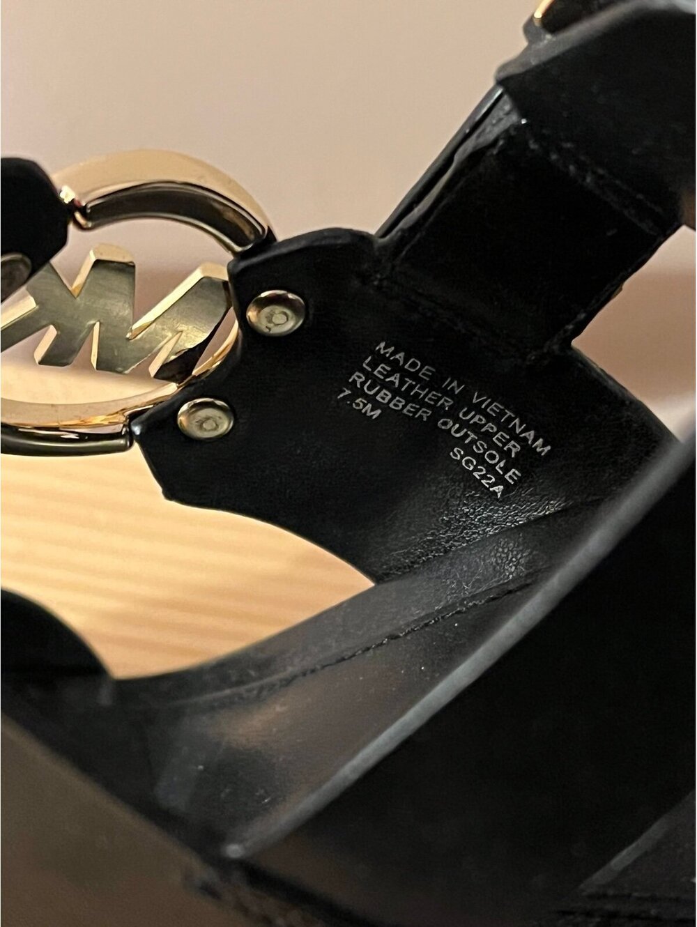Michael Kors Carmen Platform Sandals, Black Leather, Block Heel (7.5) NWOT - Picture 10 of 12